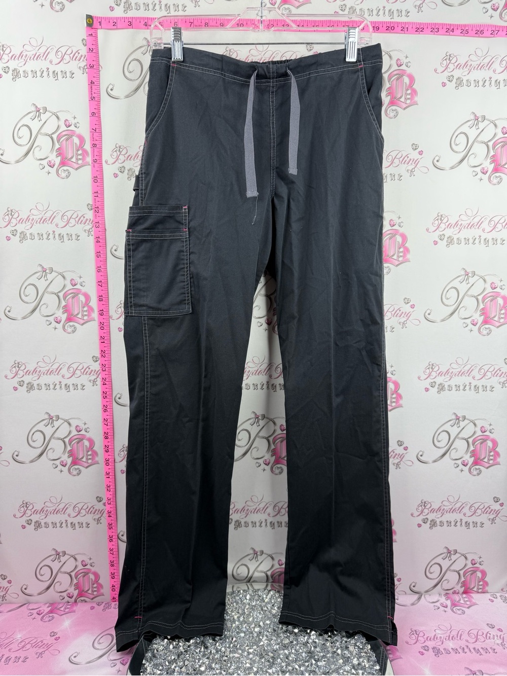 HEALTH PRO pants grey Black Utility Track Pants with Drawstring Waist cargo